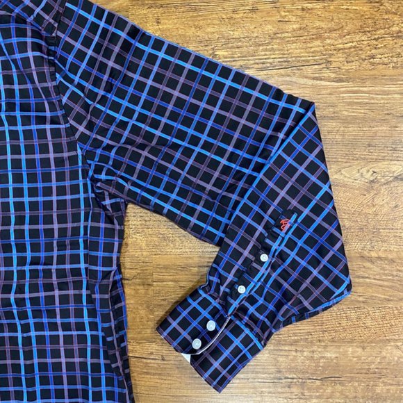 Robert Graham Black Blue Plaid Classic Fit Button Up Casual Dress Shirt‎ Men's M - Picture 6 of 12